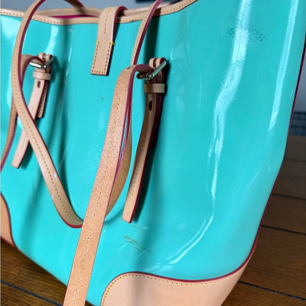 Dooney & Bourke Seafoam and Tan Leather Tote Bag - Picture 6 of 9